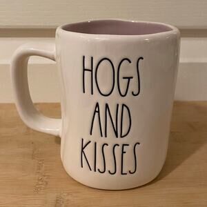 Rae Dunn HOGS AND KISSES Pig Mug - Double Sided
